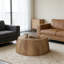 MDF Natural Color Round Table, Modern Industrial Natural Fully Assembled Drum Coffee Table