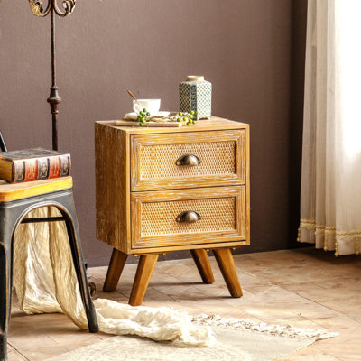 Table de chevet avec 2 tiroirs de rangement faciles à installer