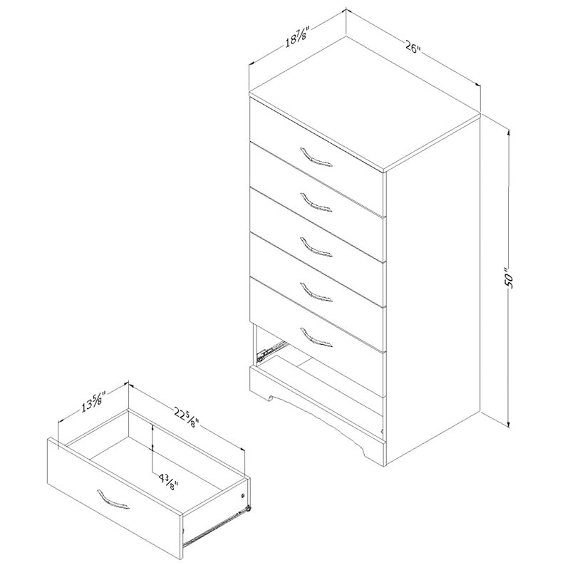 6 Drawer 26'' W Lingerie Chest, Black