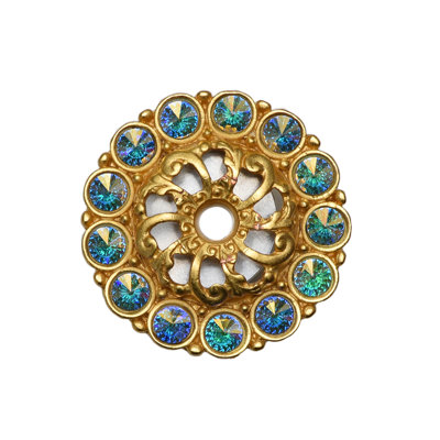 Caché medium escutcheon with 13 rivoli Swarovski Aurore Boreale Crystals in Chalice