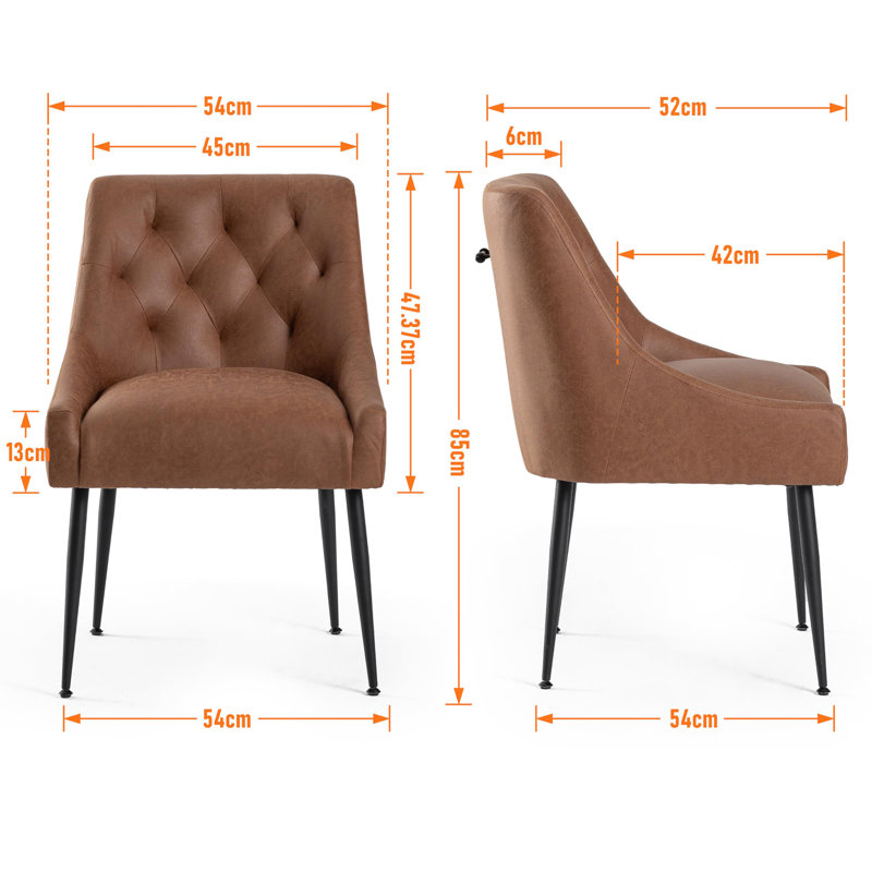 Gennadiy 38cm H Upholstered Metal Side Chair, Light brown