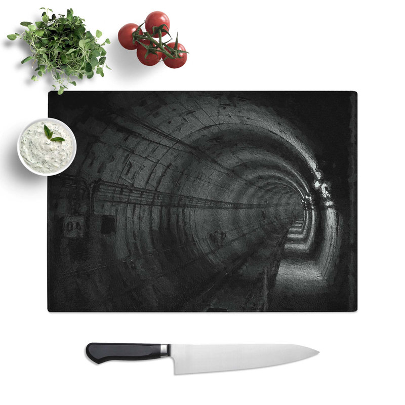Tempered Glass Subway Tunnel Chopping Board, 28.5 cm W x 20 cm L