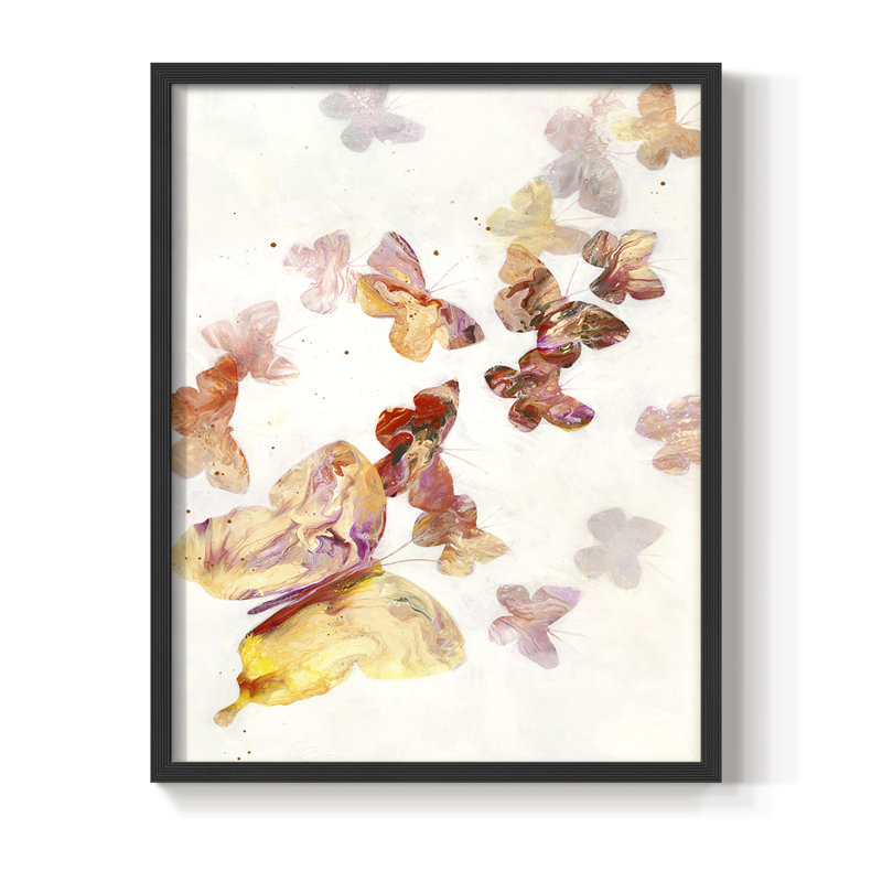 «All a flutter», reproduction encadrée - bois massif, Noir, H 14 po x l 11 po
