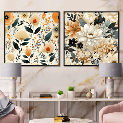 Maelle - Ensemble de 2 collages floraux carrés