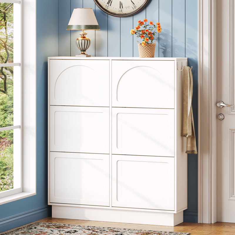 Organisateur avec tablette réglable, range-chaussures autoportant, Blanc