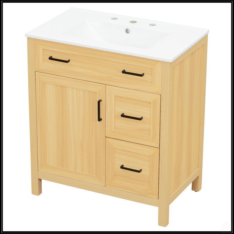 30 Inch Wood Bathroom Vanity With Soft Close Doors,Drawers And Adjustable Shelf