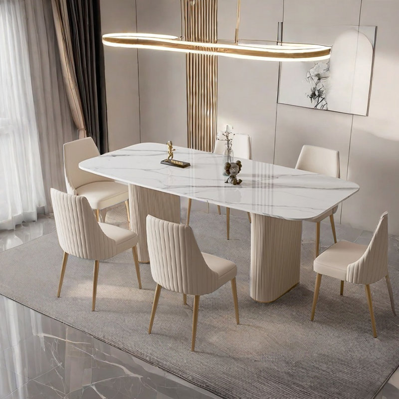 Table de salle à manger Creamy Rock, H 29,5 po x L 70,9 po x l 35,4 po
