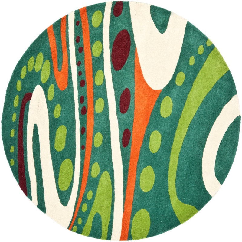 Jorie Hand Tufted Wool Abstract Rug, Round 6'