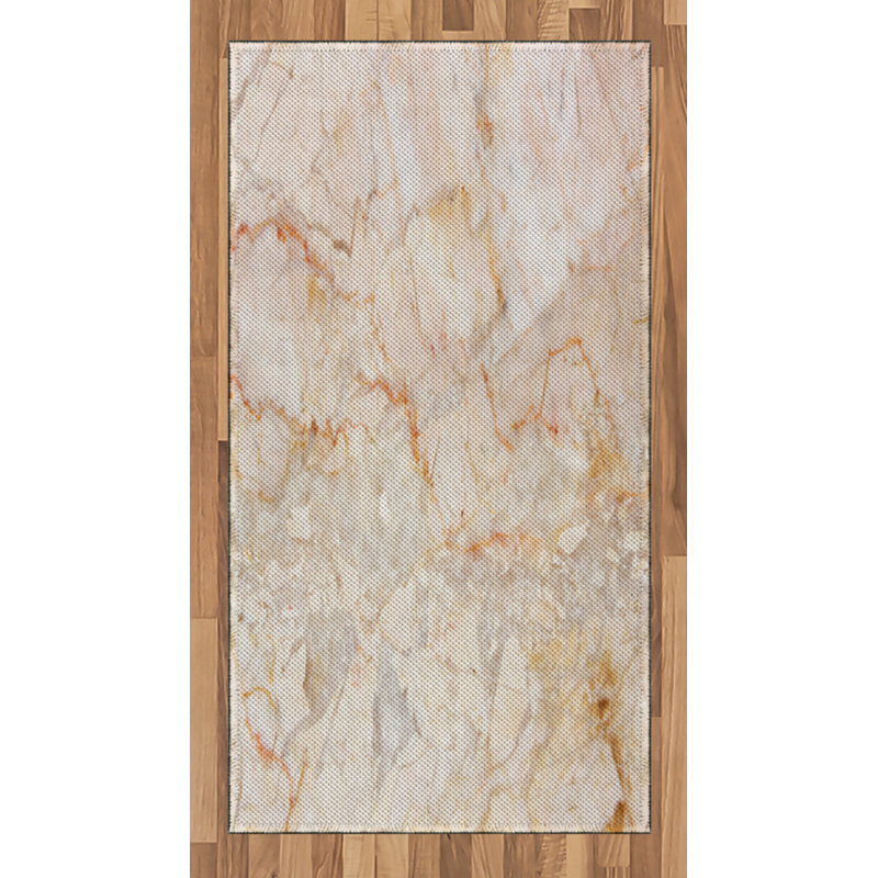 Marble Print High Density Long Fiber Poly Threads Decorative Area Rug Carpet, Rectangle 2'7" x 5'
