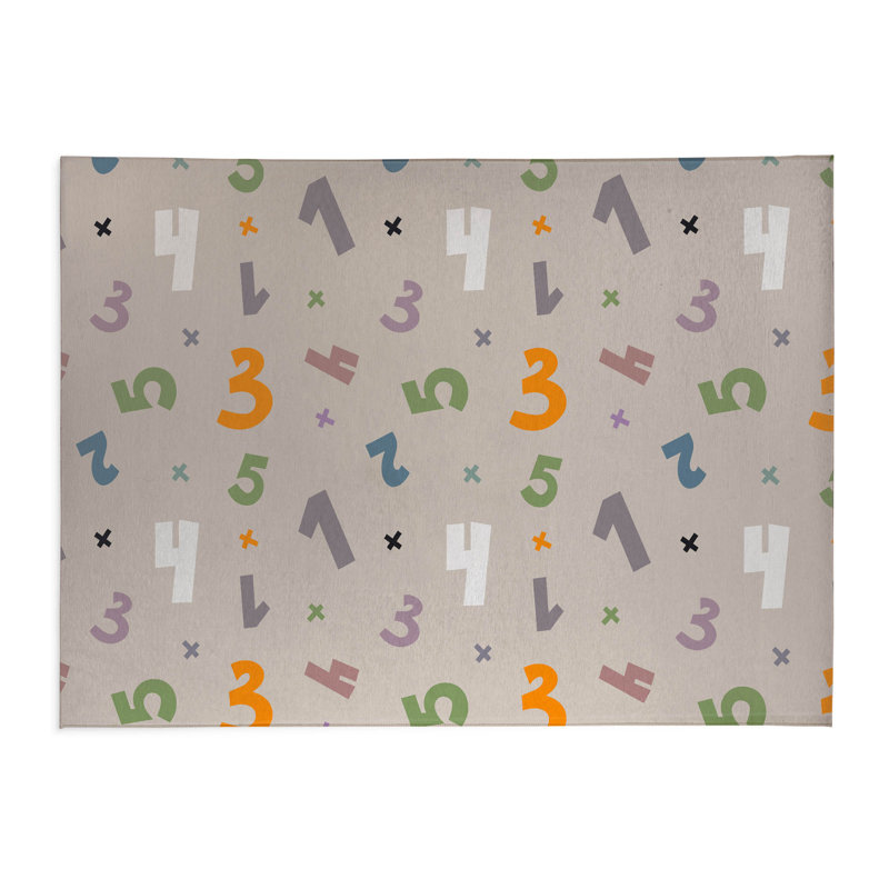 Numbers Kids Play Mat, Rectangle 3' x 5', Taupe
