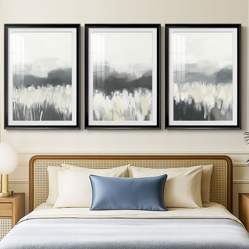 LANDSCAPES Series LX  -Custom Framed  Premium Print W Matt - 3 Pieces, Black, 19" H x 27" W