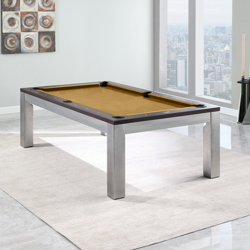 Playcraft Genoa 8' Slate Pool Table With Dining Top & Benches/Professional Installation Included, 7.5', Golden