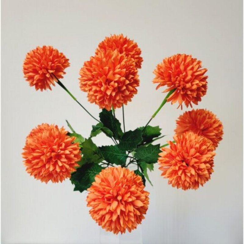 Orange Pom Bush Artificial Flowers