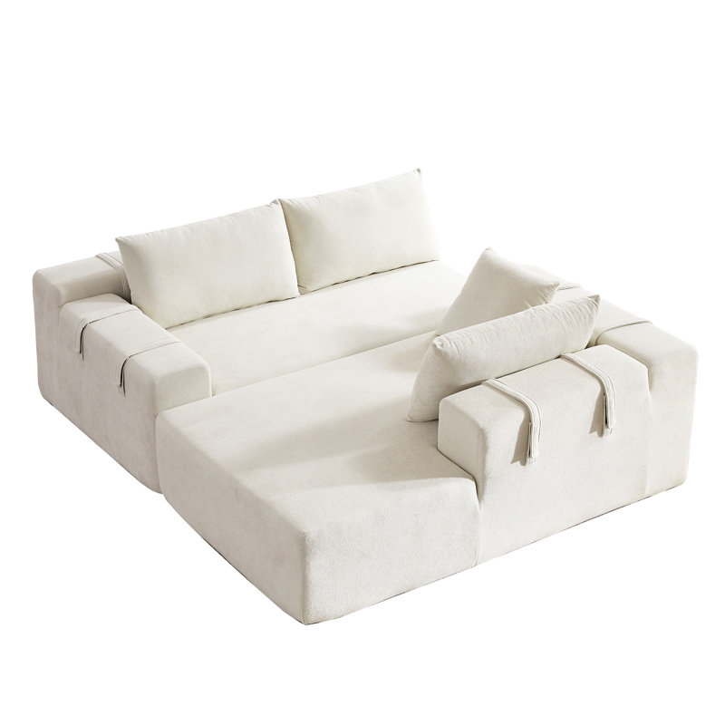 Canapé modulaire en chenille - L 108 po en forme de L avec 6 coussins, combinaison pour le salon, la chambre à coucher (méridienne droite), chambre d'amis avec canapé moderne et lisse