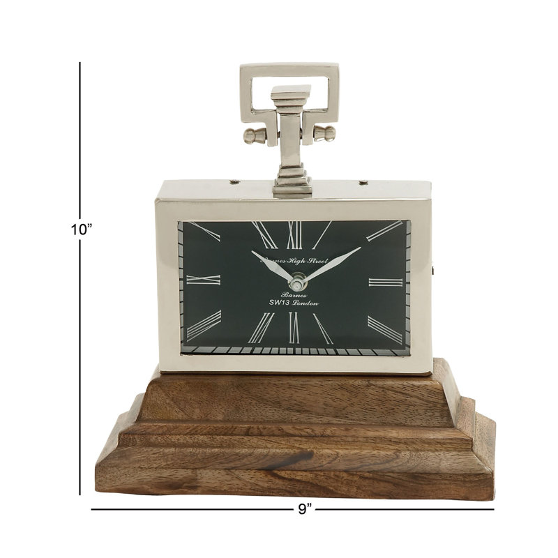 Obry American Traditional Analog Tabletop Clock in, 10" H x 9" W x 5" D