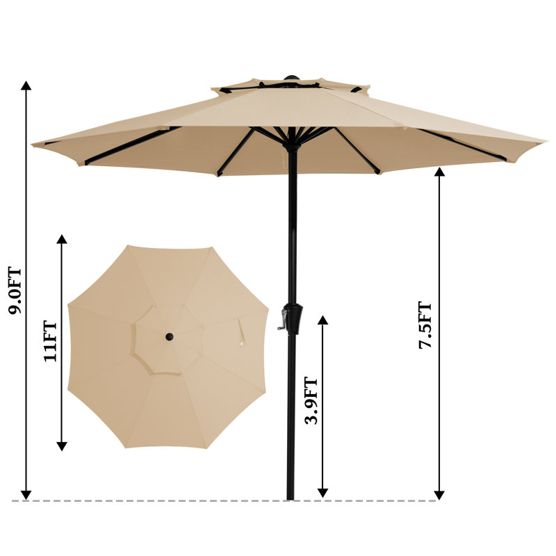 Parasol de marché à 2 niveaux 132 po Beka, Beige, L 132 po x P 132 po