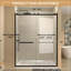 Portes de douche coulissantes doubles en verre semi-sans cadre, largeur 60 po x hauteur 76 po avec verre trempé transparent 3/8 po (10 mm), noir mat