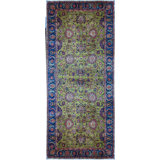 Hand-Knotted High-Quality Green and Blue Area Rug