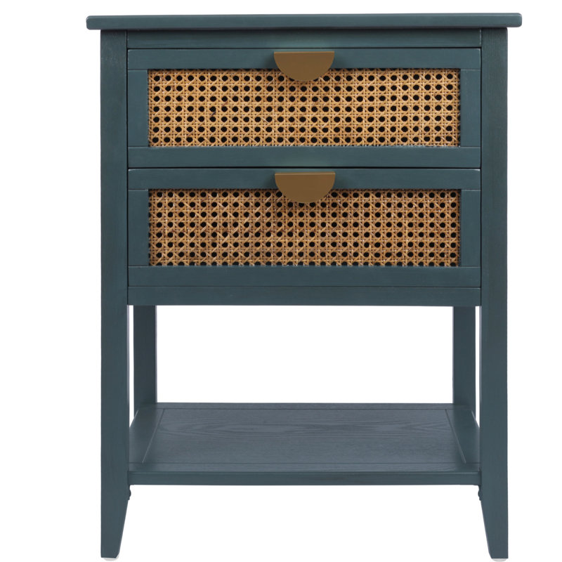 2 tables d'appoint avec bout pour étude. Placage en bois massif, poignée en métal, stable, insecte et papillon de nuit avec 2 tiroirs avec poignée naturelle et leurre. 21,54 po de profondeur x 15,67 po de largeur et 27,81 po de hauteur. Pour