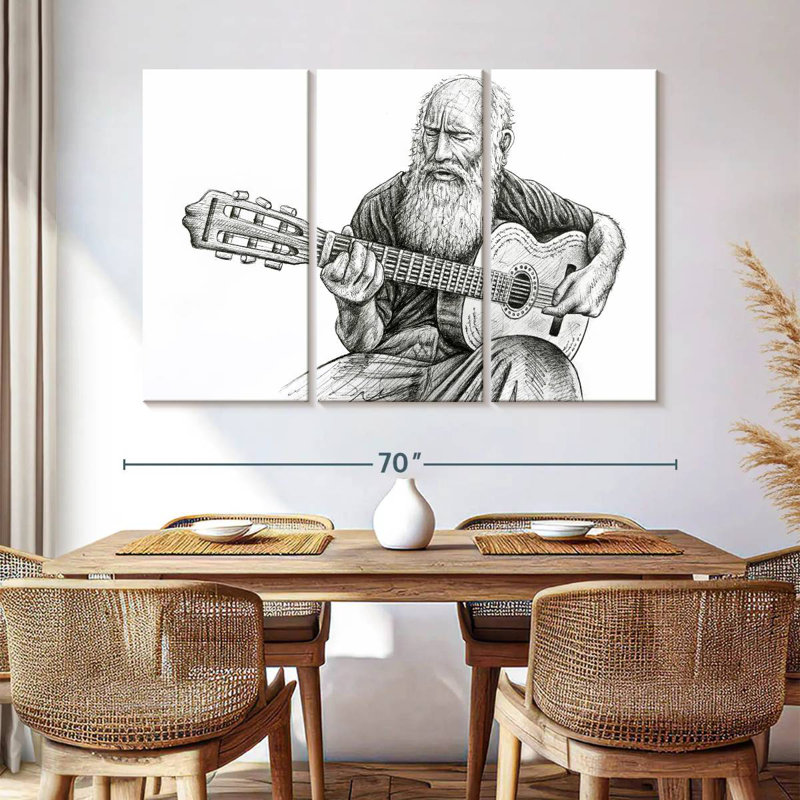 Abarca Old Man Playing, 42" H x 65" W