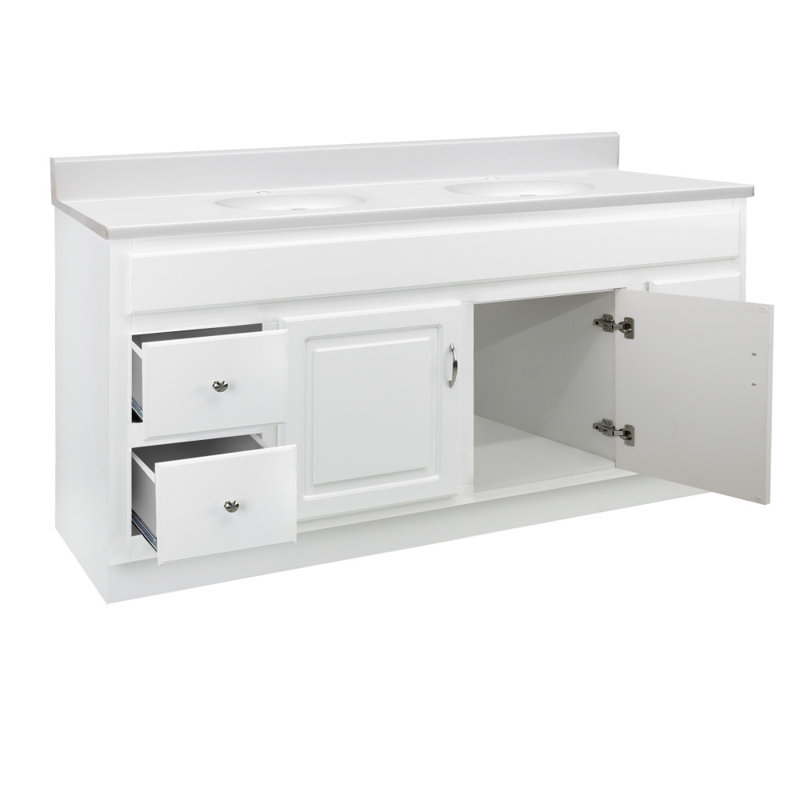 Meuble-lavabo de 61 po avec plateau Concord, prêt à assembler, Blanc uni