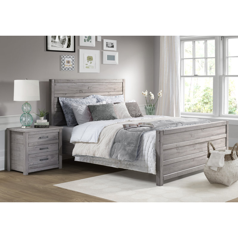 Romney Solid Wood Standard Bed, Antique Gray, King