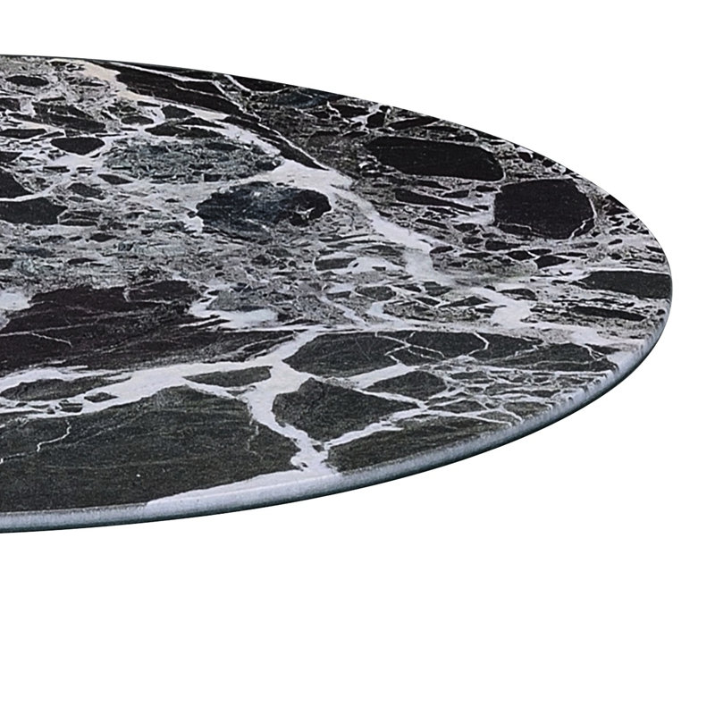 Table d'appoint compacte de 44,5 cm (17,5 po) avec un aspect texturé en marbre noir, une grande durabilité et un effet imprimé en 3D.