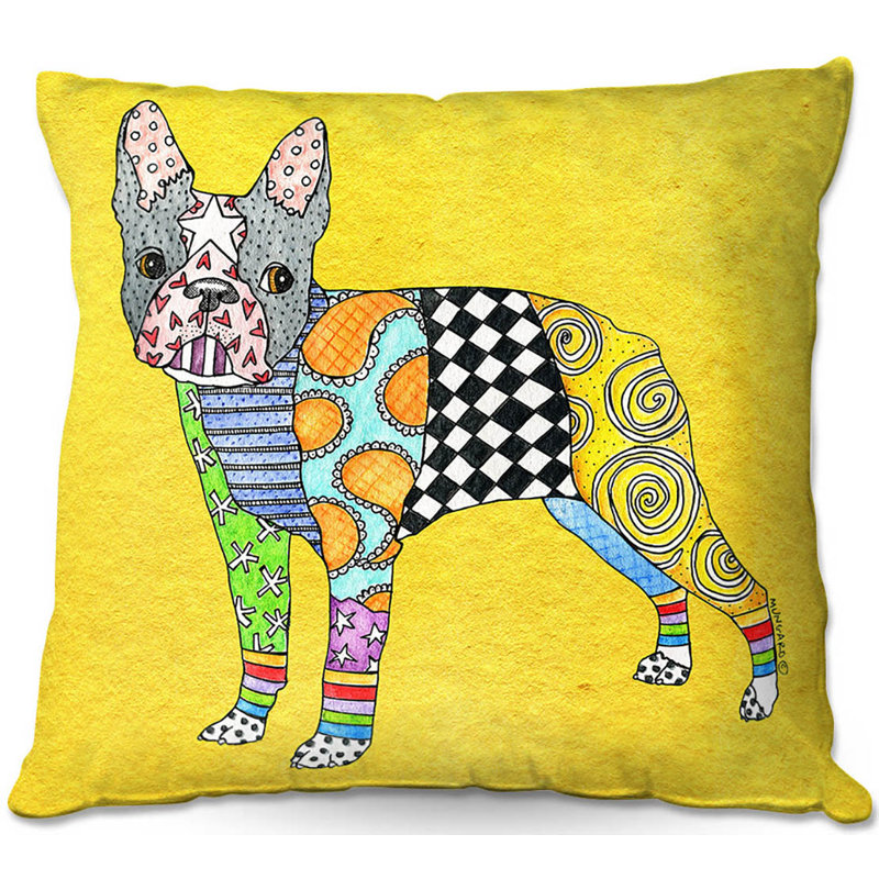  Coussin décoratif Couch Boston Terrier, 20 po x 20 po, Melon d'eau
