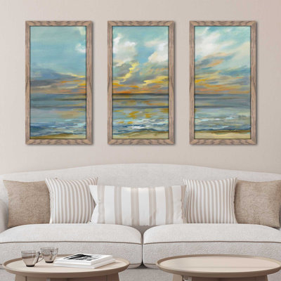 "Rhythmic Sunset Waves" par Silvia Vassileva, impression sur acrylique 3 pièces