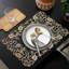 Niya Luxury Dining Table Placemats for Christmas Home Decor Stylish Golden Lace Placemats Polyester-2017888711