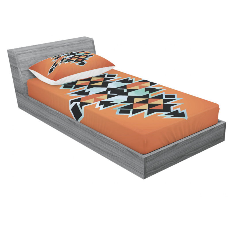 Microfiber Geometric Sheet Set, Twin XL Sheet Set with Fitted Sheet