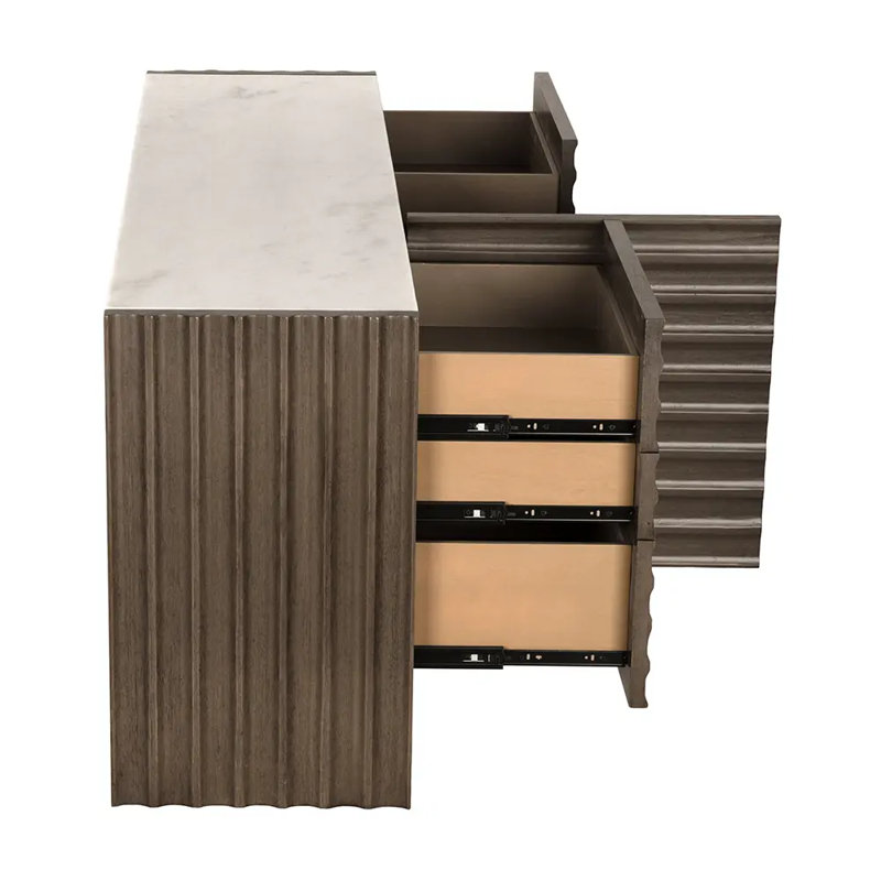 Gauss 72'' W Solid Wood Sideboard, Greige Walnut