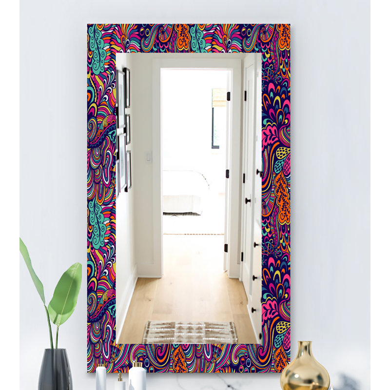 Miroir de salle de bain/meuble-lavabo moderne et contemporain avec des fleurs abstraites, H 39,4 po x l 29,5 po