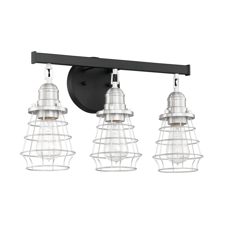 Swineford 3 - Light Dimmable Vanity Light, Flat Black/Brushed Polished Nickel, Brushed Polished Nickel