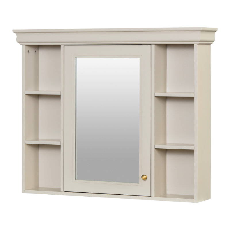 Bathroom Wall Storage Cabinet - Mirror Door Beige Cream Modern Luxury 35.51'' X 7.16'' 28.1'' And, Beige
