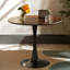 Table de salle à manger ronde en noyer avec base en acier