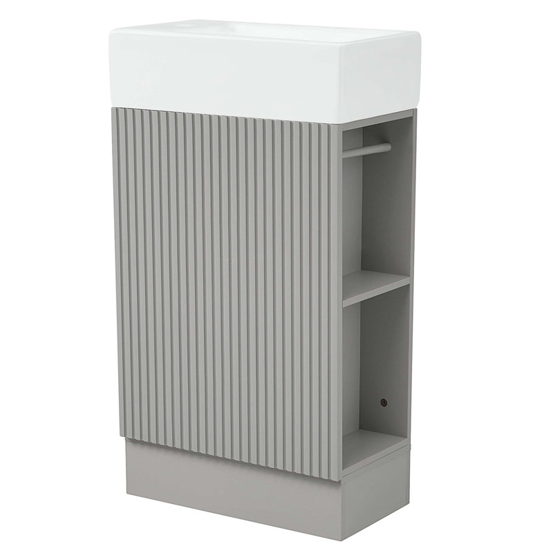 Ensemble de meuble-lavabo simple 18,60 po avec plateau en céramique Tigue, Gris