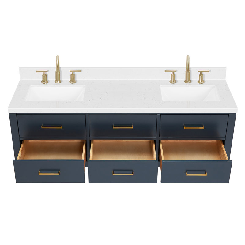 Macolm 72.25'' W Double Vanity, Midnight Blue, Satin Brass, 72"
