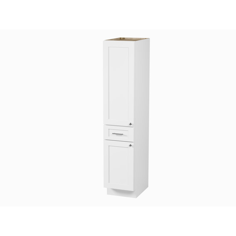 Disar 72'' Tall Solid Wood & Plywood Bathroom Cabinet – Left Door Opening, White