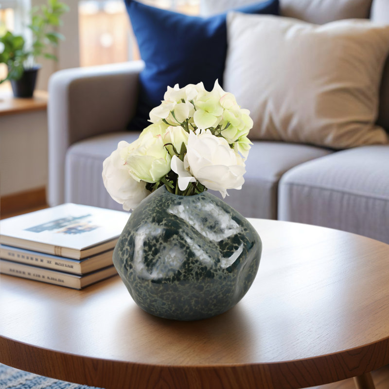 Vase décoratif en faïence, poterie sculpturale unique, pièce décorative moderne pour la maison, H 8 po x l 10 po x P 9 po