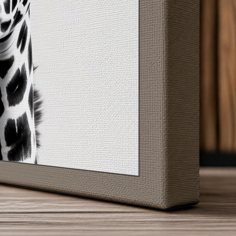 Giraffe with Camera Surrealism - Wrapped Canvas, 18x12 - 45.7 x 30.5 cm, Taupe Border