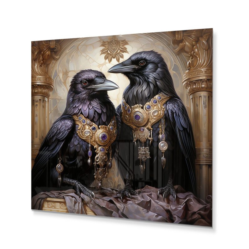Corbeau Royal Majesty IV - Paysages, décoration murale en métal, H 23 po x l 23 po x P 1 po