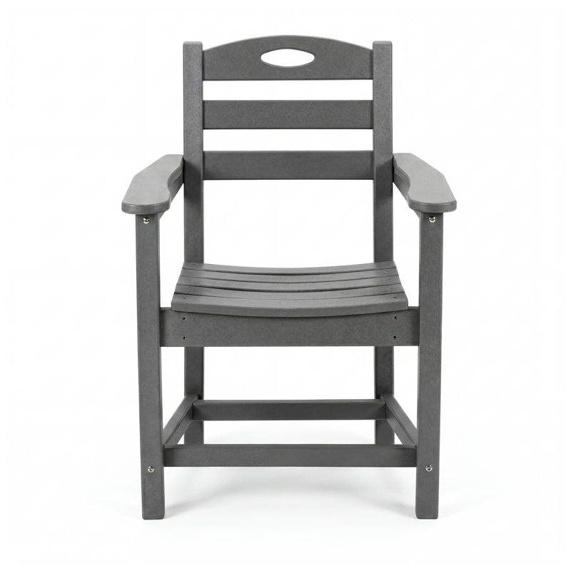 Ensemble de salle à manger d'extérieur 3 pièces en PEHD gris avec table carrée et 2 fauteuils