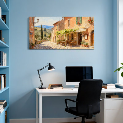 Scenic & Cityscapes Sunlit Village Street With Cafe And Mountains Z251225161612195298