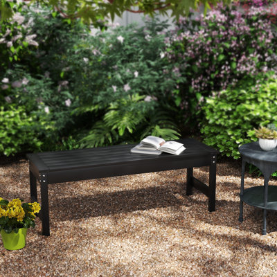 47" Outdoor Bench, 2-Person HDPE All-Weather Garden Bench Seat, Backless Patio Bench with Slatted Seat, Rot and Fade Resistant for Yard, Porch, Park by Latitude Run
