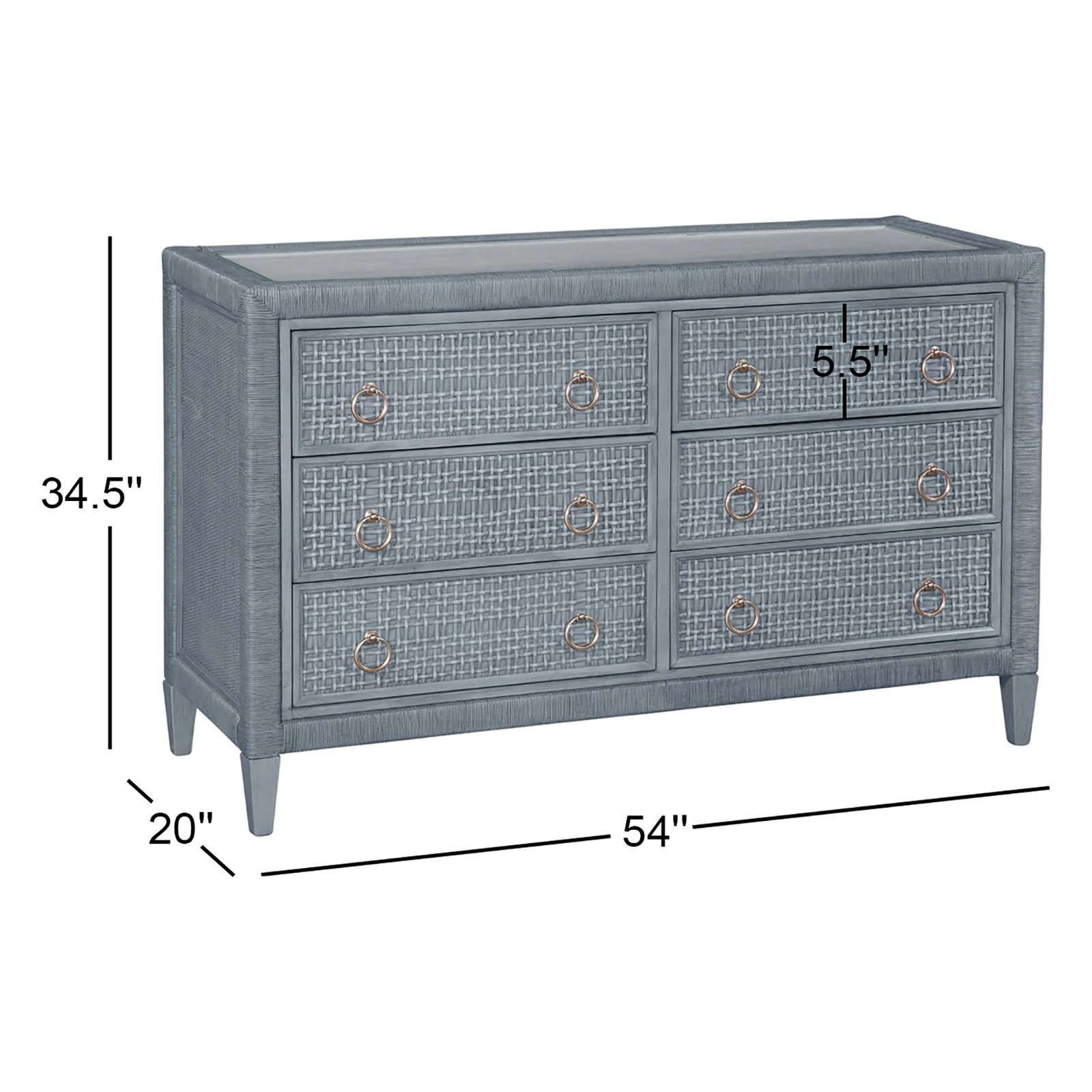 Monterey 54" Double Dresser, Sea Glass, Yes, Satin Nickel