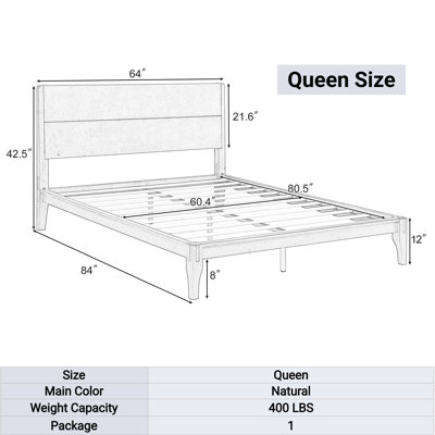 Lit standard en bois massif