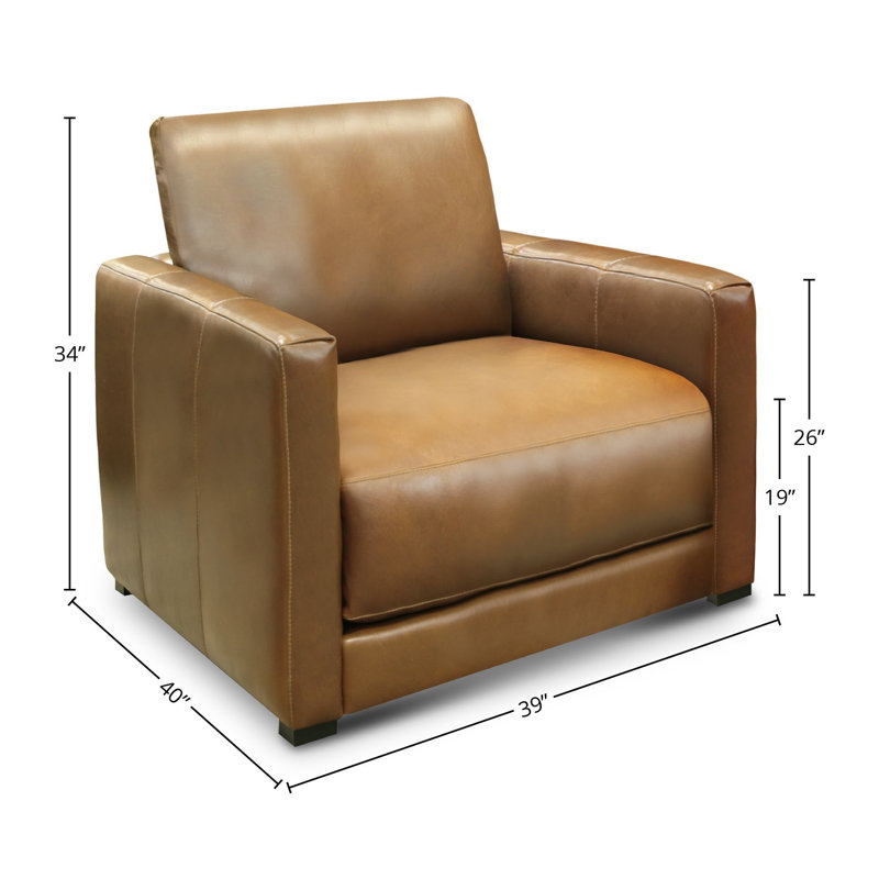 Fauteuil club contemporain 100% cuir fleur Raffa