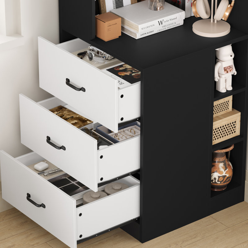 📐 76.8" Corner Bookcase with 3 Drawers – 7-Tier L-Shaped Shelf, Space-Saving Storage for Small Spaces, Apartments & Offices