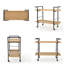 Chariot-bar industriel moderne avec tablettes en bois, porte-bouteilles et roulettes verrouillables pour un divertissement à la maison élégant.-1285837903